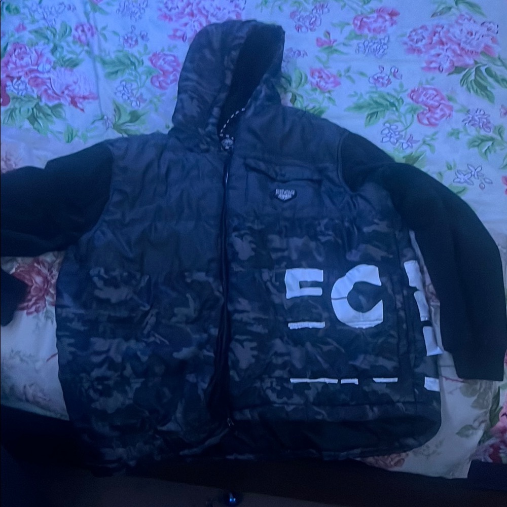 Ecko Unltd Black and White Hooded Jacket
